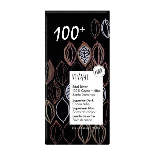 Chocolade Puur 100% met Cacao nibs (Bio)