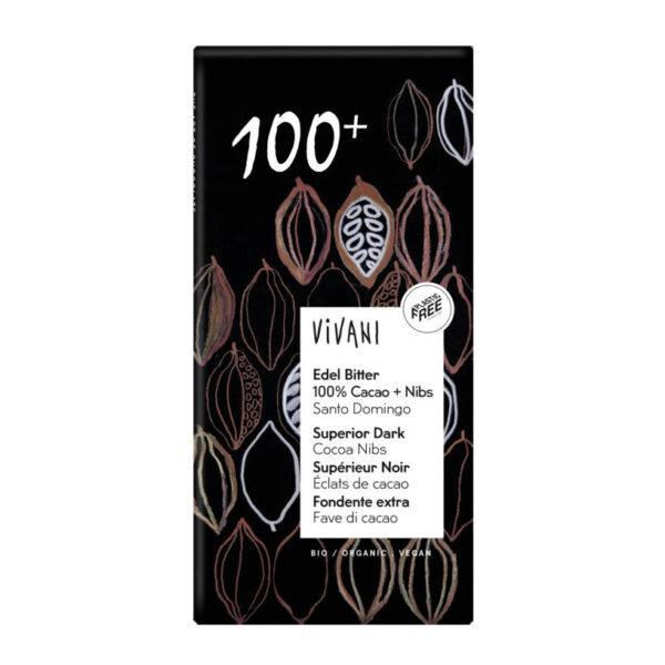 Chocolade Puur 100% met Cacao nibs (Bio)